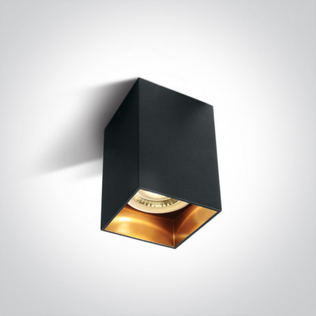 12105NA/B czarna oprawa sufitowa z mosiężnym odbłyśnikiem i oprawką GU10 MR16 10W