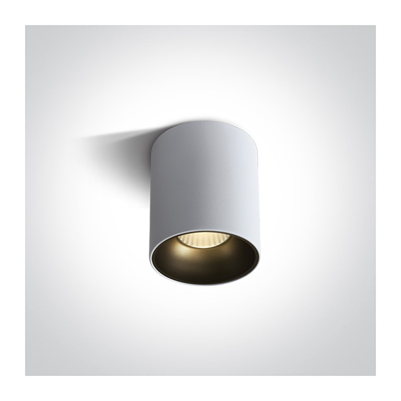 12120Z/W/W biały cylinder COB LED 3000K 20W + czarny & mosiężny odbłyśnik w komplecie nieściemnialny zasilacz LED w zestawie