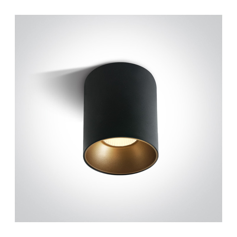 12130Z/B/W czarny cylinder COB LED 3000K 30W + czarny & mosiężny odbłyśnik w komplecie nieściemnialny zasilacz LED w zestawie