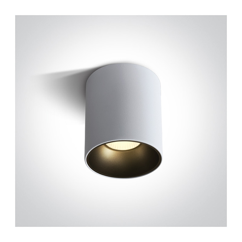 12130Z/W/W biały cylinder COB LED 3000K 30W + czarny & mosiężny odbłyśnik w komplecie nieściemnialny zasilacz LED w zestawie