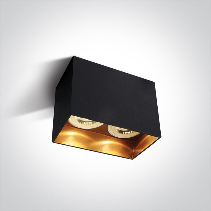 12205NA/B czarna oprawa sufitowa z mosiężnym odbłyśnikiem i oprawką GU10 MR16 2x10W