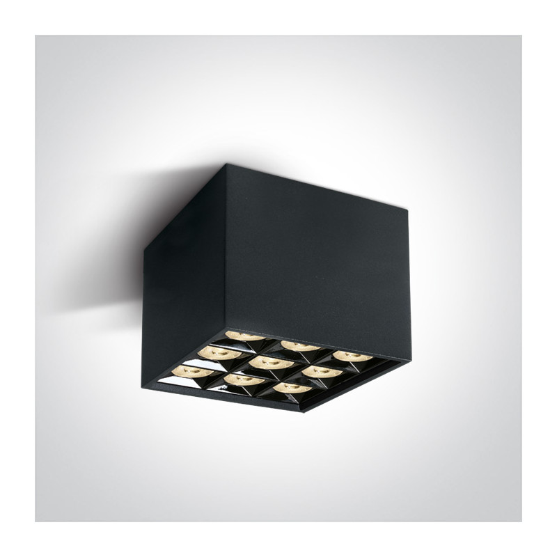 12906B/B/W czarna oprawa sufitowa z odbłyśnikiem ciemny chrom COB LED 3000K 30W nieściemnialny zasilacz LED w zestawie