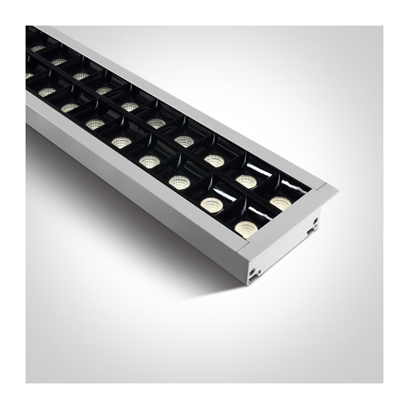 38150BR/W/C biała oprawa wpuszczana UGR17 4000K 40W + 4 klipsy mocujące, 4 złącza & 2 zaślepki w komplecie możliwość podłączenia