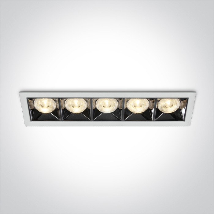 50506B/W/W biały wpust z odbłyśnikiem ciemny chrom COB LED 3000K 20W nieściemnialny zasilacz LED w zestawie