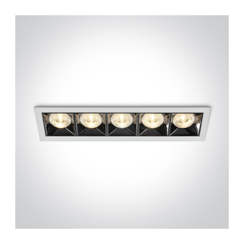 50506B/W/W biały wpust z odbłyśnikiem ciemny chrom COB LED 3000K 20W nieściemnialny zasilacz LED w zestawie