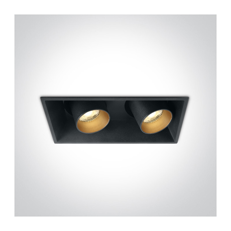 51211C/B/W czarna wpuszczana oprawa typu downlight COB LED 3000K 2x11W + czarny & mosiężny odbłyśnik w komplecie zasilacz 250mA 
