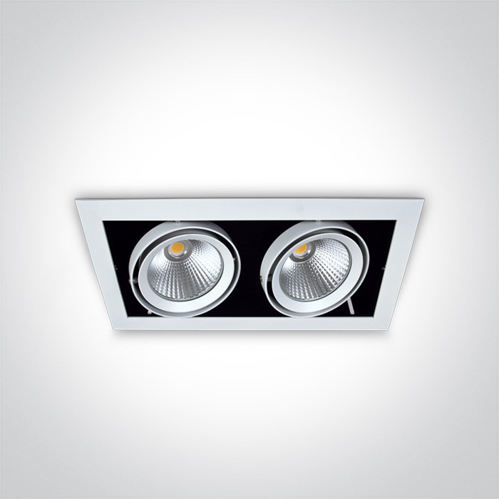 51220/W/C biała wpuszczana oprawa typu downlight COB LED 4000K 2x20W nieściemnialny zasilacz LED w zestawie