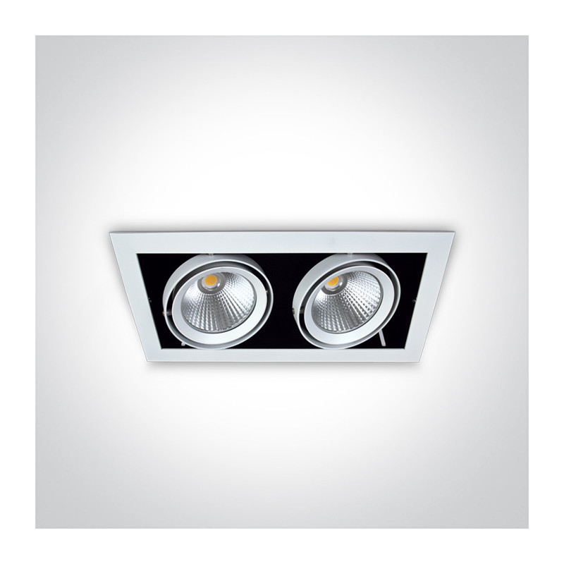 51220/W/C biała wpuszczana oprawa typu downlight COB LED 4000K 2x20W nieściemnialny zasilacz LED w zestawie