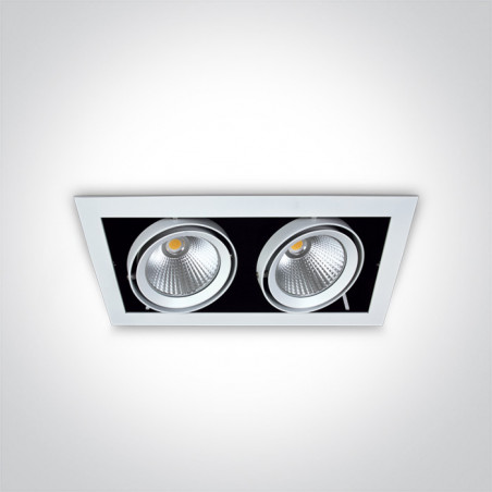 51220/W/C biała wpuszczana oprawa typu downlight COB LED 4000K 2x20W nieściemnialny zasilacz LED w zestawie