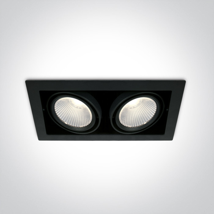 51230/B/C czarny wpuszczany downlight COB LED 4000K 2x30W nieściemnialny zasilacz LED w komplecie