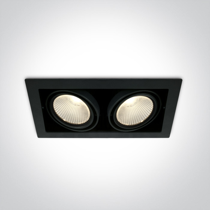 51230/B/W czarny wpuszczany downlight COB LED 3000K 2x30W nieściemnialny zasilacz LED w komplecie