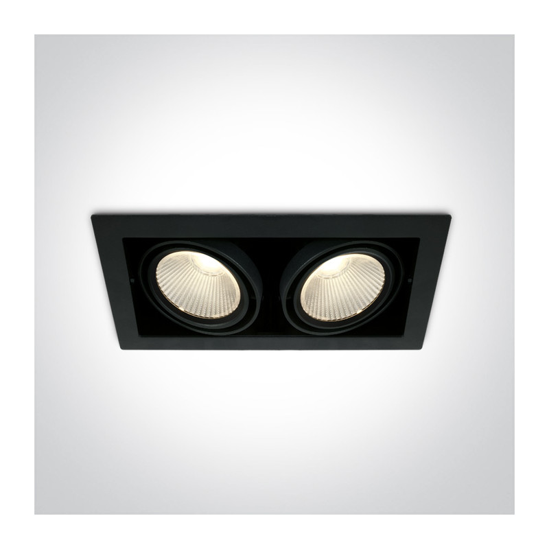 51230/B/W czarny wpuszczany downlight COB LED 3000K 2x30W nieściemnialny zasilacz LED w komplecie
