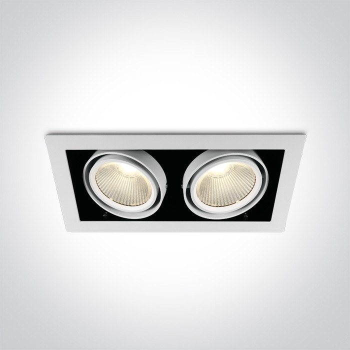 51230/W/W biały regulowany downlight COB LED 2x30W 230V 3000K nieściemnialny zasilacz LED w komplecie