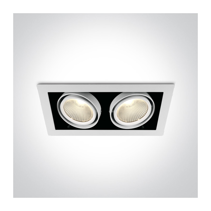 51230/W/W biały regulowany downlight COB LED 2x30W 230V 3000K nieściemnialny zasilacz LED w komplecie