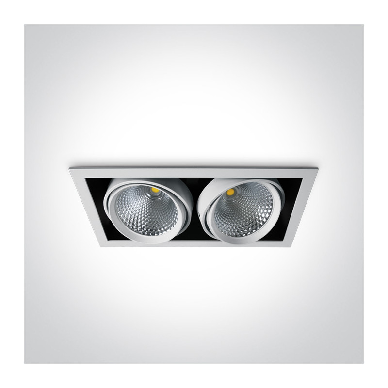51240B/W/W biała wpuszczana oprawa typu downlight COB LED 3000K 2x40W nieściemnialny zasilacz LED w zestawie