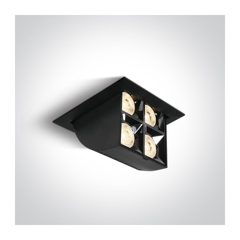 51406B/B/W czarny wpuszczany downlight z odbłyśnikiem ciemny chrom COB LED 3000K 16W nieściemnialny zasilacz LED w zestawie