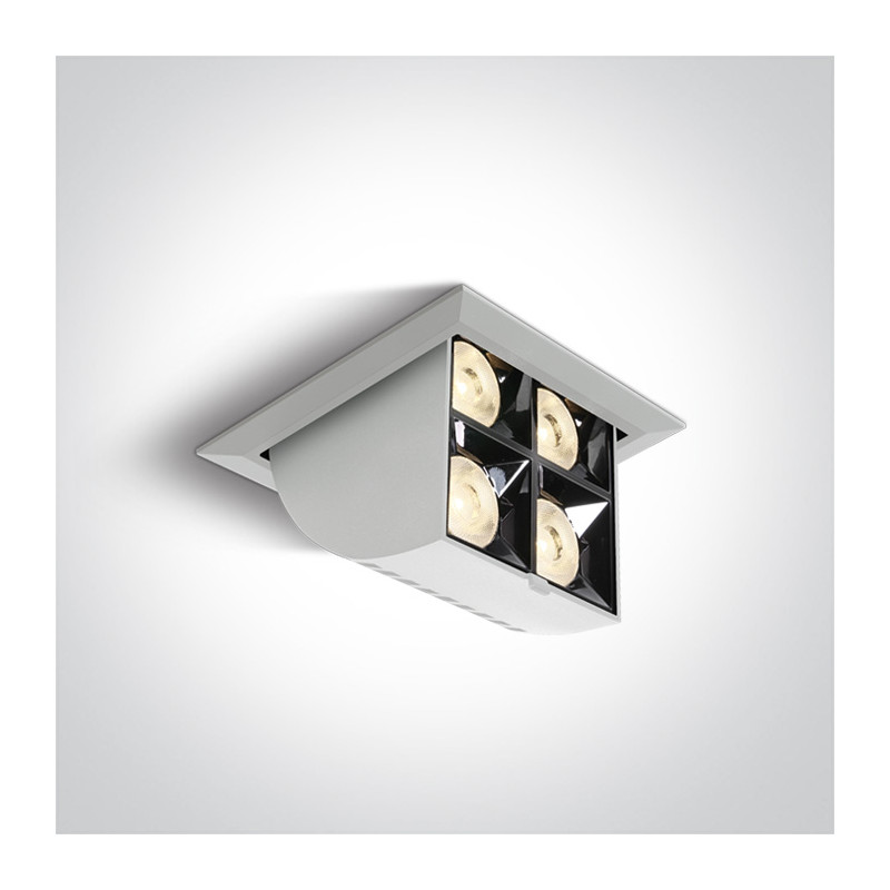 51406B/W/W biały wpuszczany downlight z odbłyśnikiem ciemny chrom COB LED 3000K 16W nieściemnialny zasilacz LED w zestawie