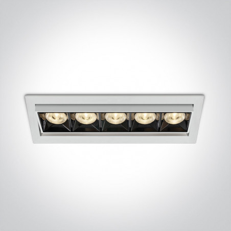 51506B/W/W biały wpuszczany downlight z odbłyśnikiem ciemny chrom COB LED 3000K 20W nieściemnialny zasilacz LED w komplecie