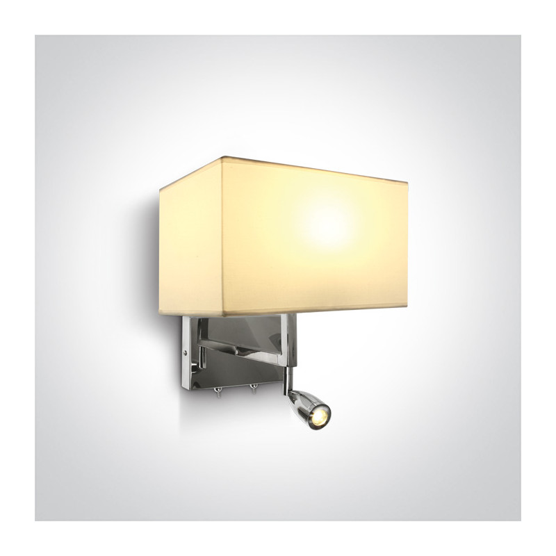 61044/C/W chromowana oprawa ścienna z białym abażurem 3000K 3W LED + 40W E27 zasilacz w zestawie