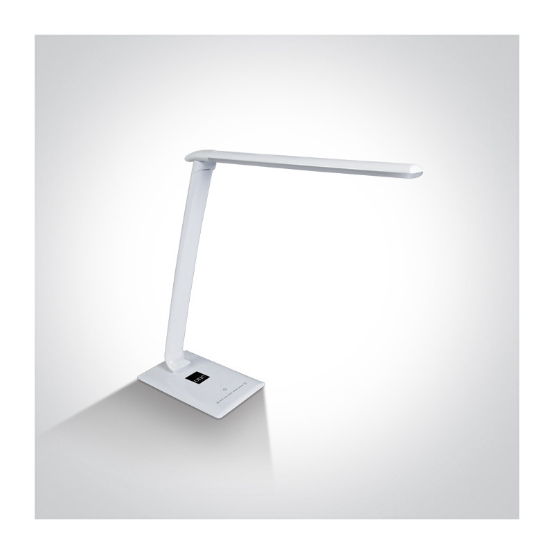 61068/C biała lampa biurkowa z gniazdem USB oraz 5-stopniową regulacją barwy światła 3000K-6000K 15W