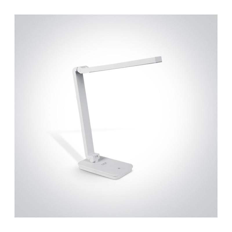 61072/W biała lampa biurkowa z gniazdem USB oraz bezstopnionym ściemnianiem 6W