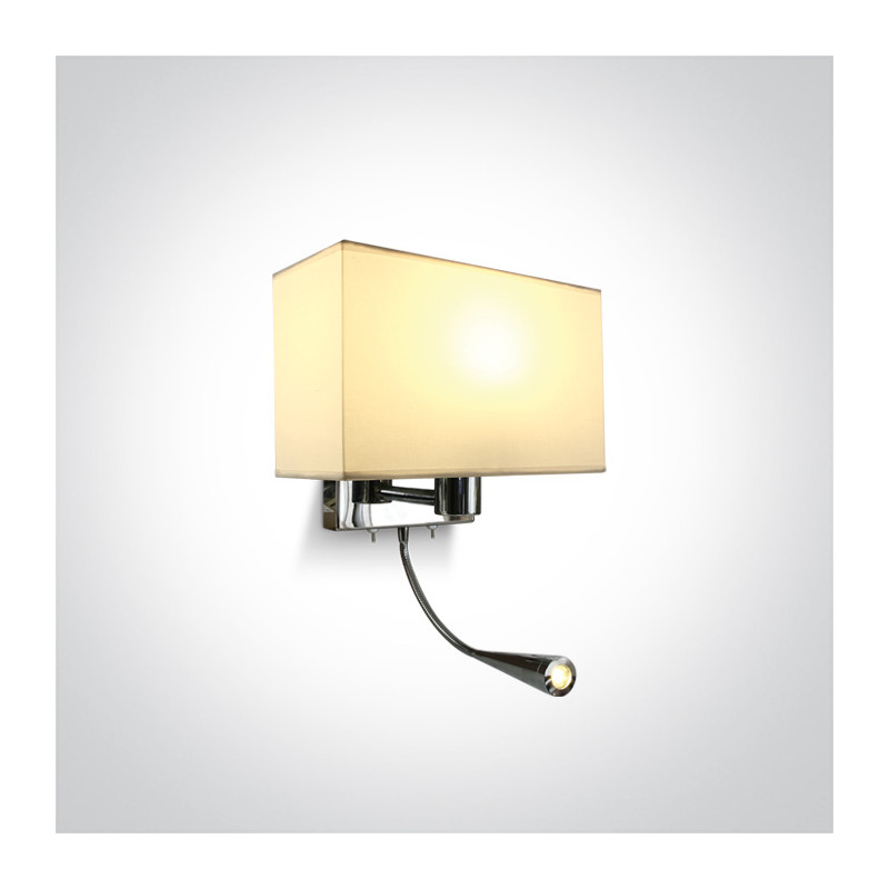 61074/C/W chromowany kinkiet 40W E27 z regulowaną diodą LED o mocy 3W i 2 włącznikami / wyłącznikami