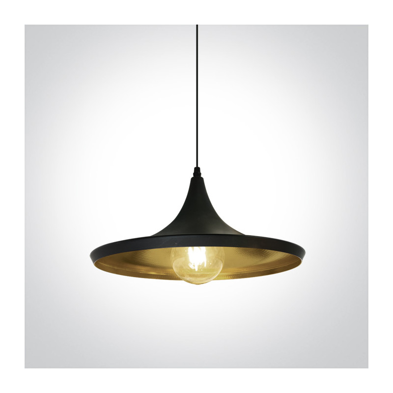 63042/B/BS czarno-mosiężna lampa wisząca E27 12W