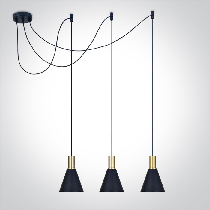 63122B/BBS lampa wisząca w kolorze czarnym+mosiądz mat 3xE27 10W