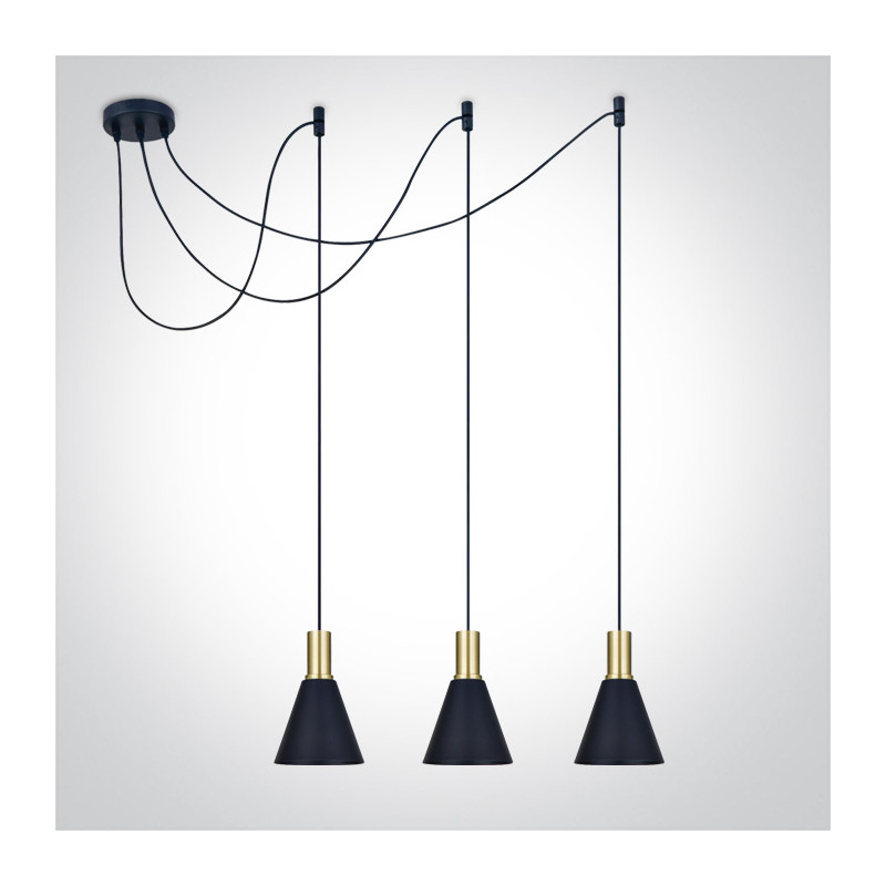 63122B/BBS lampa wisząca w kolorze czarnym+mosiądz mat 3xE27 10W