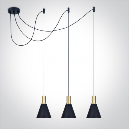 63122B/BBS lampa wisząca w kolorze czarnym+mosiądz mat 3xE27 10W