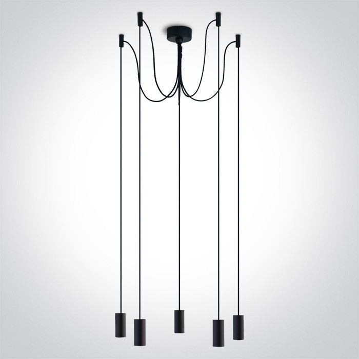 63124C/B czarna oprawa wisząca 5xE27 20W