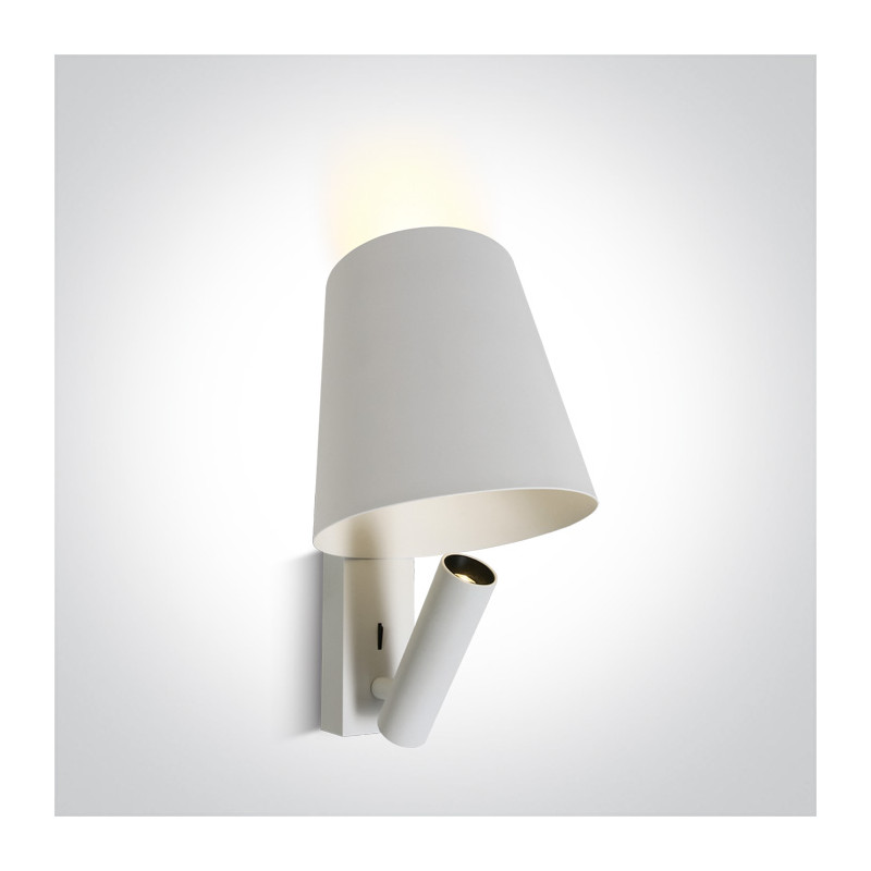 65142/W/W biała przyłóżkowa lampa COB LED 3000K 3W  zasilacz w zestawie