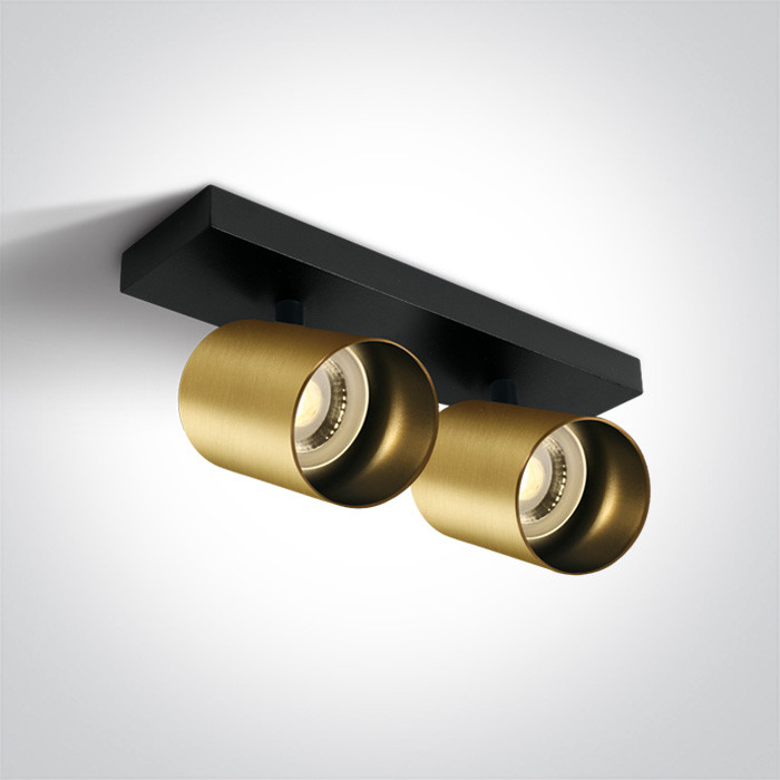 65205N/BBS dekoracyjna retro ścienna i sufitowa lampa spot MR16 GU10 MR16 2x10W w kolorze matowy mosiądz