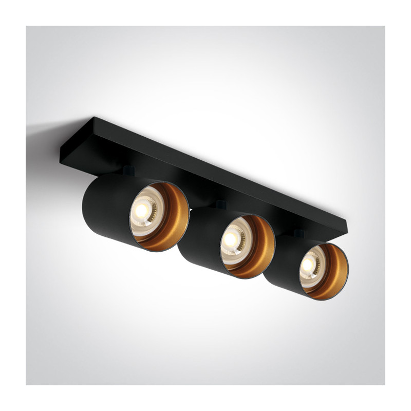 65305N/B czarna retro dekoracyjna ścienna i sufitowa lampa spot MR16 GU10 3x10W