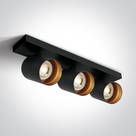 65305N/B czarna retro dekoracyjna ścienna i sufitowa lampa spot MR16 GU10 3x10W