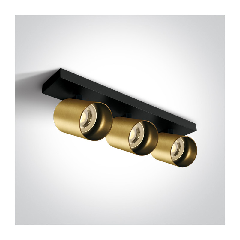 65305N/BBS retro dekoracyjna ścienna i sufitowa lampa spot MR16 GU10 3x10W w kolorze matowy mosiądz