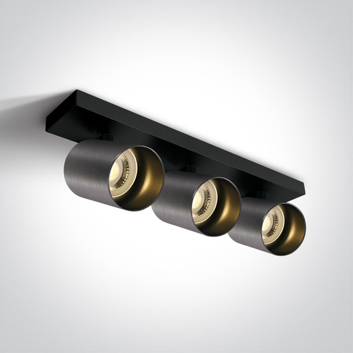 65305N/MG  szara retro dekoracyjna ścienna i sufitowa lampa spot MR16 GU10 3x10W