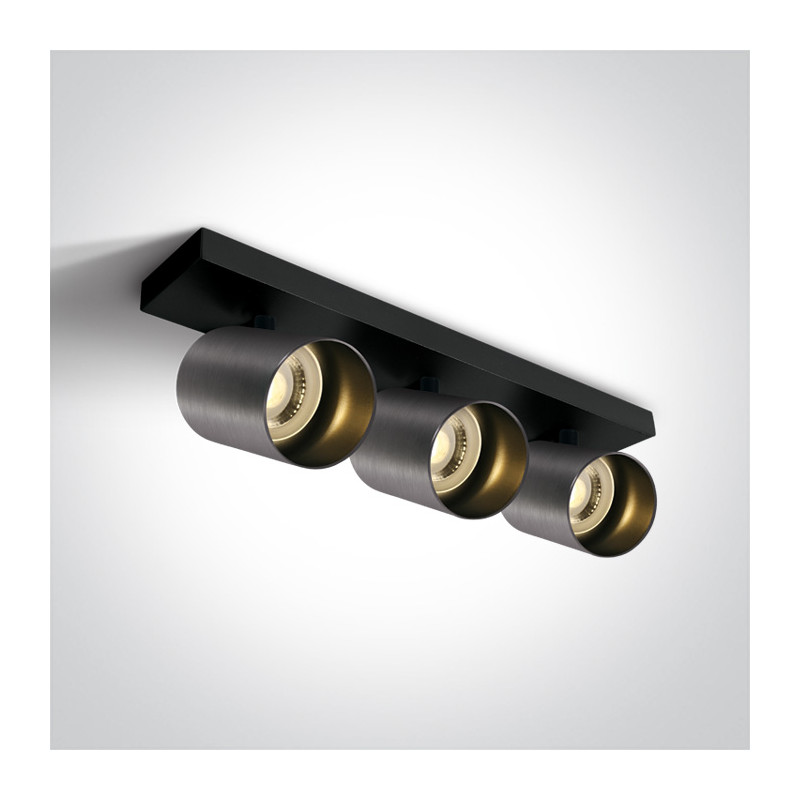 65305N/MG  szara retro dekoracyjna ścienna i sufitowa lampa spot MR16 GU10 3x10W