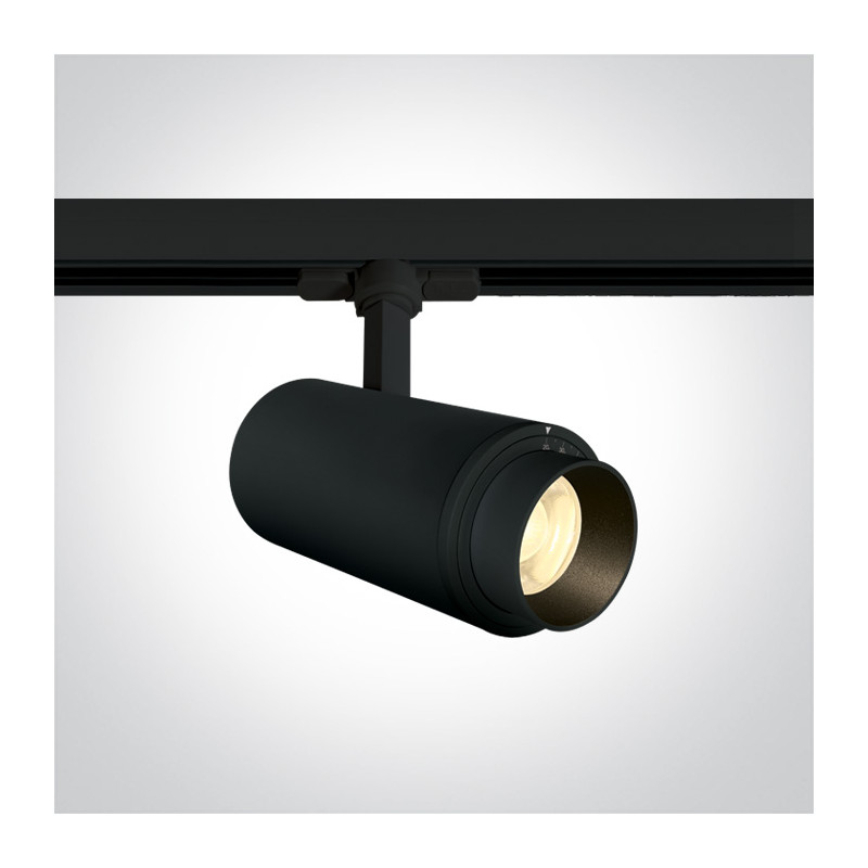 65650T/B/W czarny track spot COB LED 3000K z regulowana wiązka światła 20°-60°zasilacz 750mA w zestawie