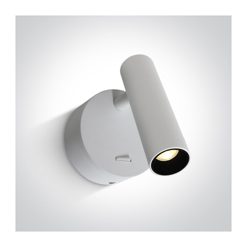 65738/W/W biała przyłóżkowa oprawa COB LED 3000K 3W  zasilacz w zestawie