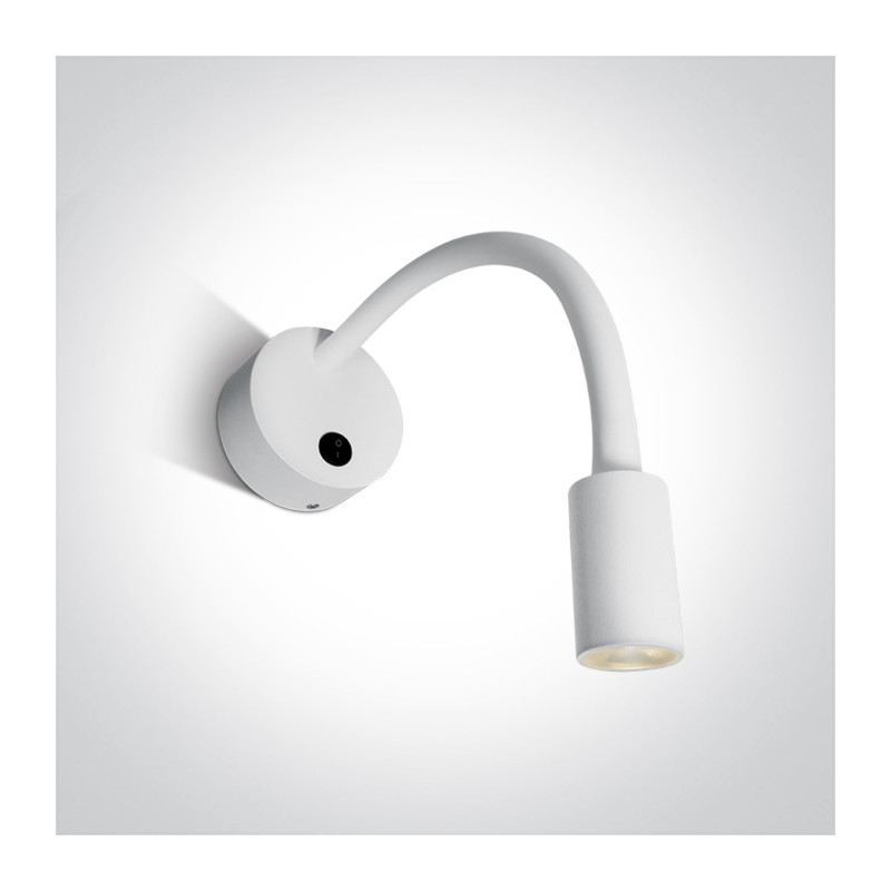 65738A/W/W biała przyłóżkowa oprawa COB LED 3000K 3W  zasilacz w zestawie