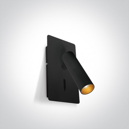 65742/B/W czarna przyłóżkowa oprawa COB LED 3000K 3W  z USB i przełącznikiem zasilacz w zestawie