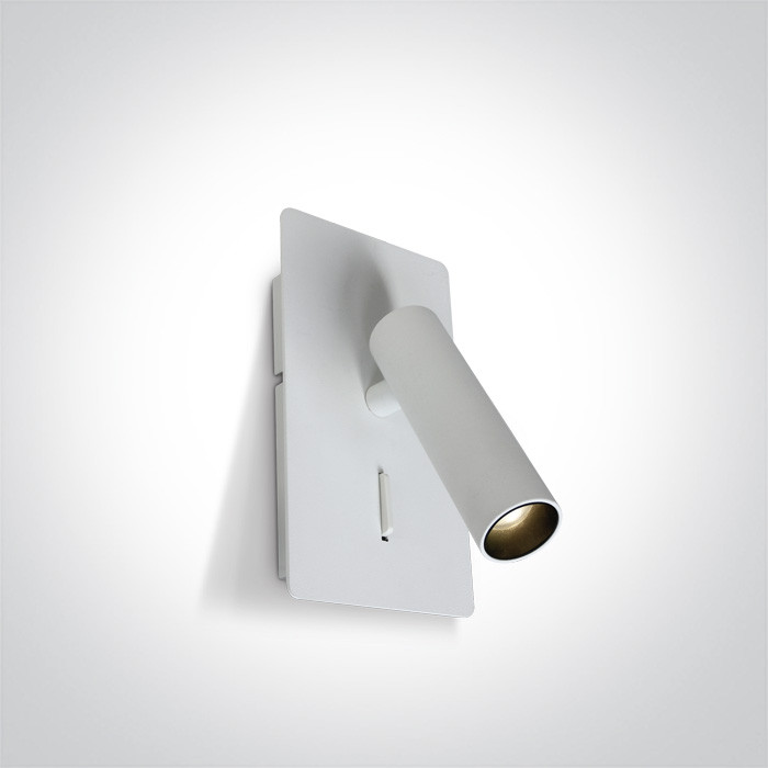 65742/W/W biała przyłóżkowa oprawa COB LED 3000K 3W  z USB i przełącznikiem zasilacz w zestawie