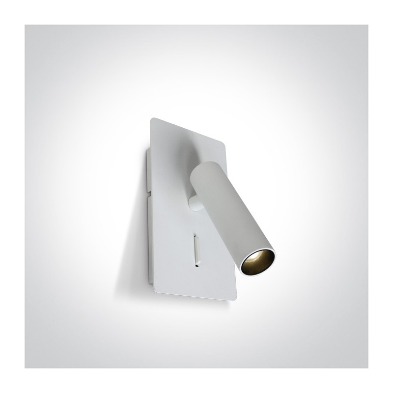 65742/W/W biała przyłóżkowa oprawa COB LED 3000K 3W  z USB i przełącznikiem zasilacz w zestawie