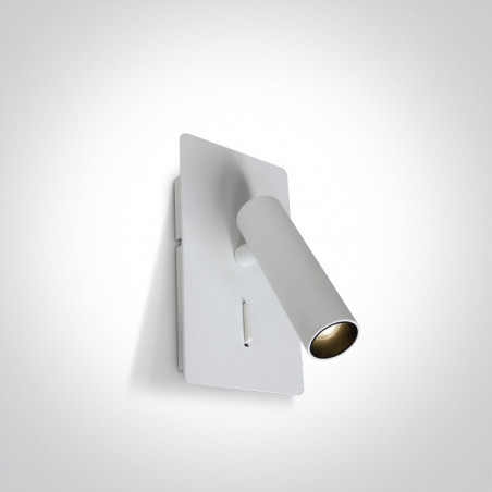 65742/W/W biała przyłóżkowa oprawa COB LED 3000K 3W  z USB i przełącznikiem zasilacz w zestawie