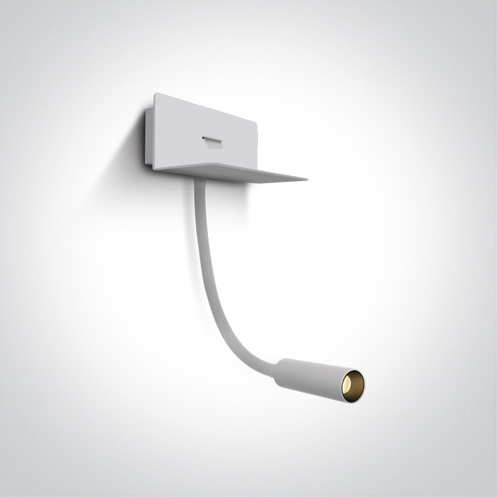 65744/W/W biała przyłóżkowa oprawa COB LED 3000K 3W  z USB i przełącznikiem zasilacz w zestawie