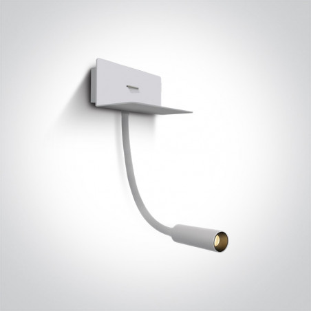 65744/W/W biała przyłóżkowa oprawa COB LED 3000K 3W  z USB i przełącznikiem zasilacz w zestawie