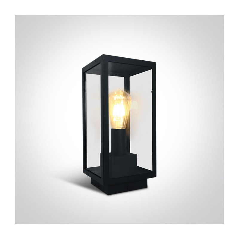 67406E/B czarna lampa ogrodowa 40W  E27 stal nierdzewna 201 + szkło hartowane