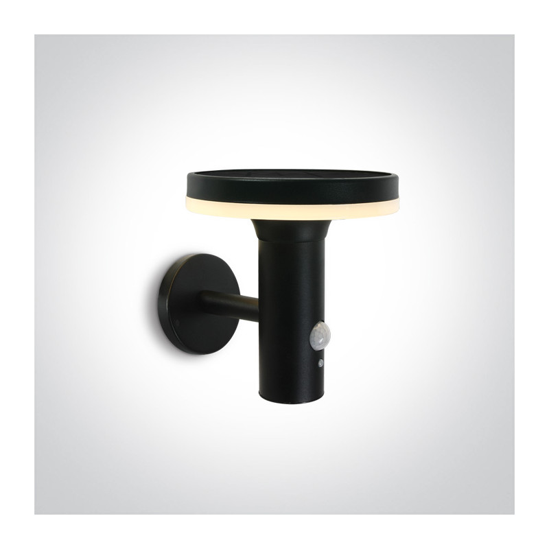 67500/B/EW czarny solarny kinkiet zewnętrzny LED 2700K z czujnikiem ruchu + 3 tryba działania IP44 6w bateria litowa 2200mA w ze