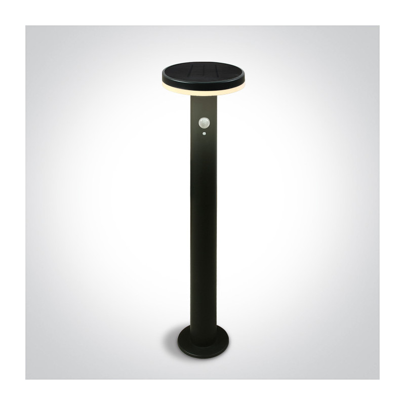 67500A/B/EW czarny solarny słupek ogrodowy LED 2700K z czujnikiem ruchu + 3 tryba  działania IP44 6w bateria litowa 2200mA w zes